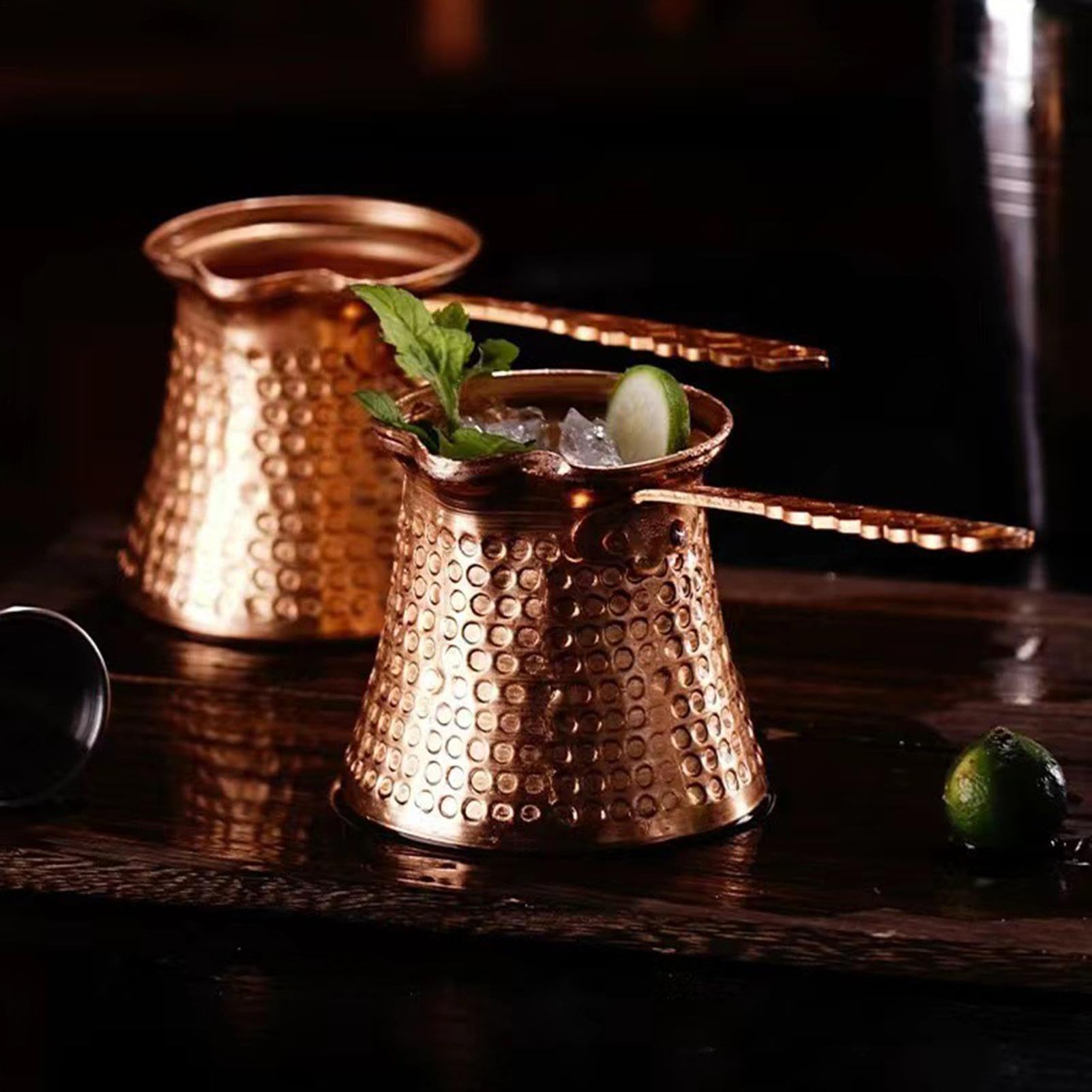 Kaffeekanne Türkischer Stil Aus Metall Arabische Mit Langem Griff, Multifunktionale Türkische Kupfer Mit Langem Griff Kupferkanne Türkischen Kaffee Arabisch Mokkakanne Türkischer Cafe Gehämmerte