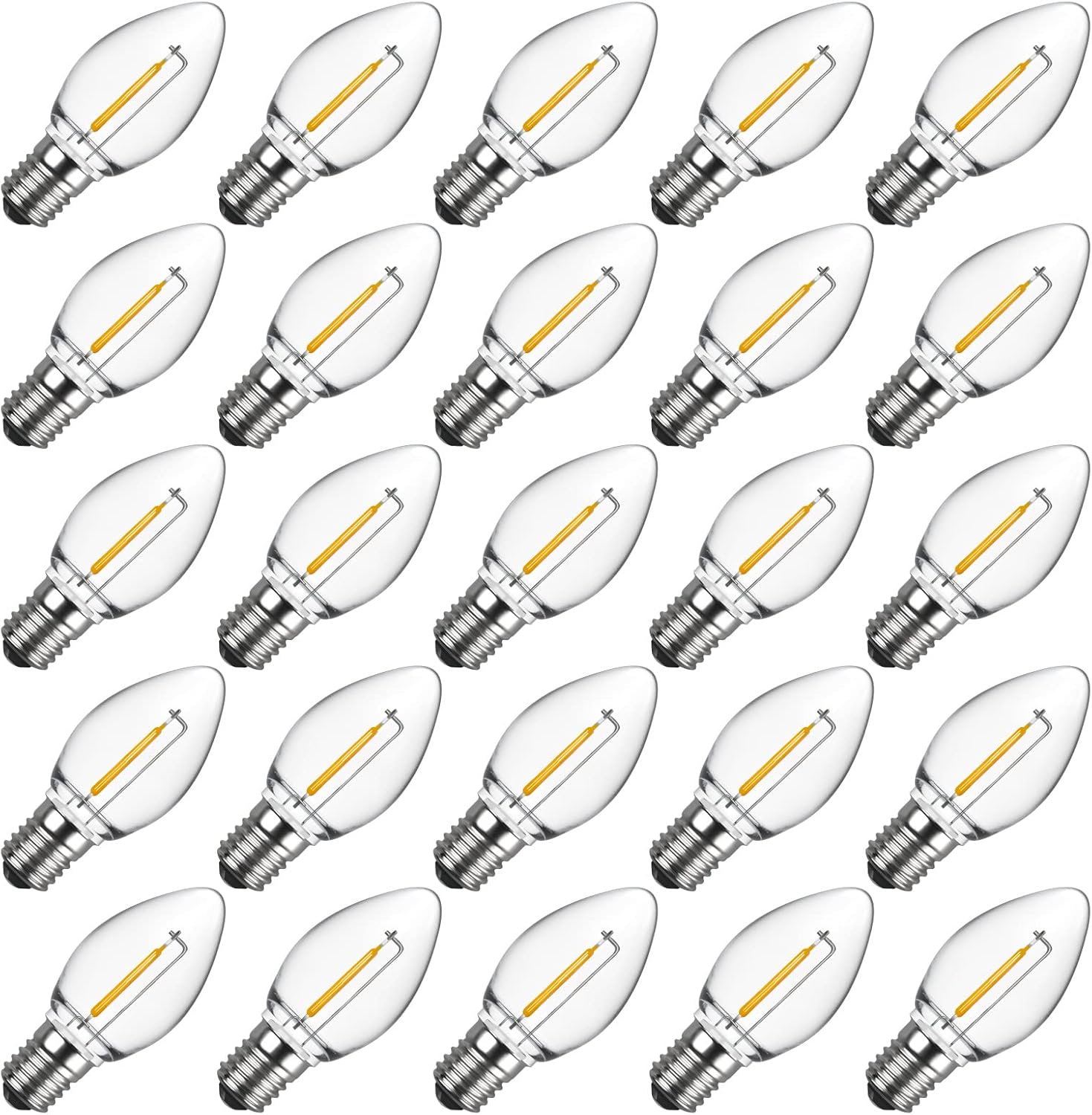 Meconard C7 Led Replacement Christmas Light Bulb, 25 Pack C7