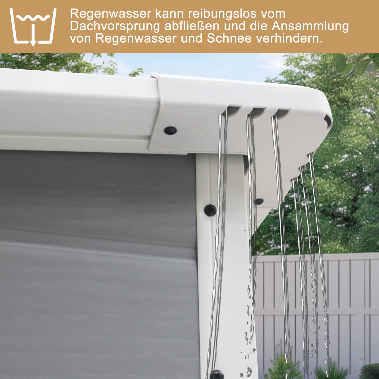 LEADZM Gartenhaus wetterfest 5m³, Kunststoff, Geräteschuppen im Freien, Die Fläche beträgt 2,5 m², 182 x 134 x 210 cm, grau