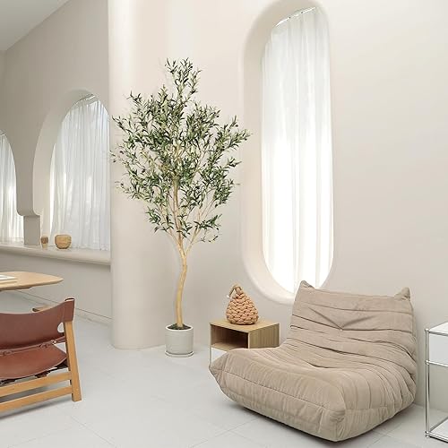 Miniatura 5 de Realead Árbol de olivo sintético de 8 pies de alto, olivo de seda grande realista para interiores, olivos falsos con ramas y frutas, olivos