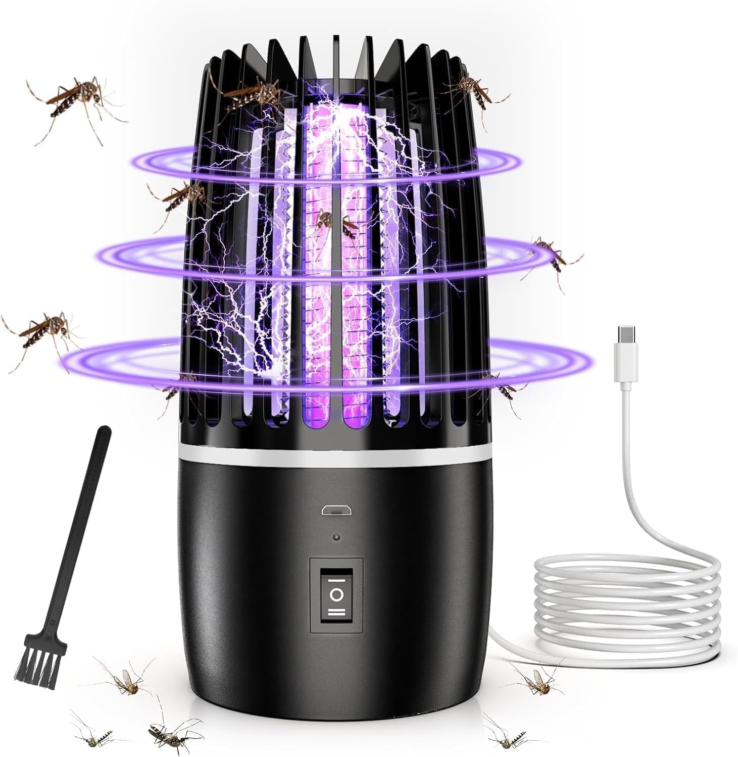Lampada Antizanzare Elettrica, 4200V UV Zanzariera Elettrica Impermeabile IPX4, Lampada Anti Insetti Ricaricabile Trappola per Insetti, per Casa Giardino Interno Esterno Cucina
