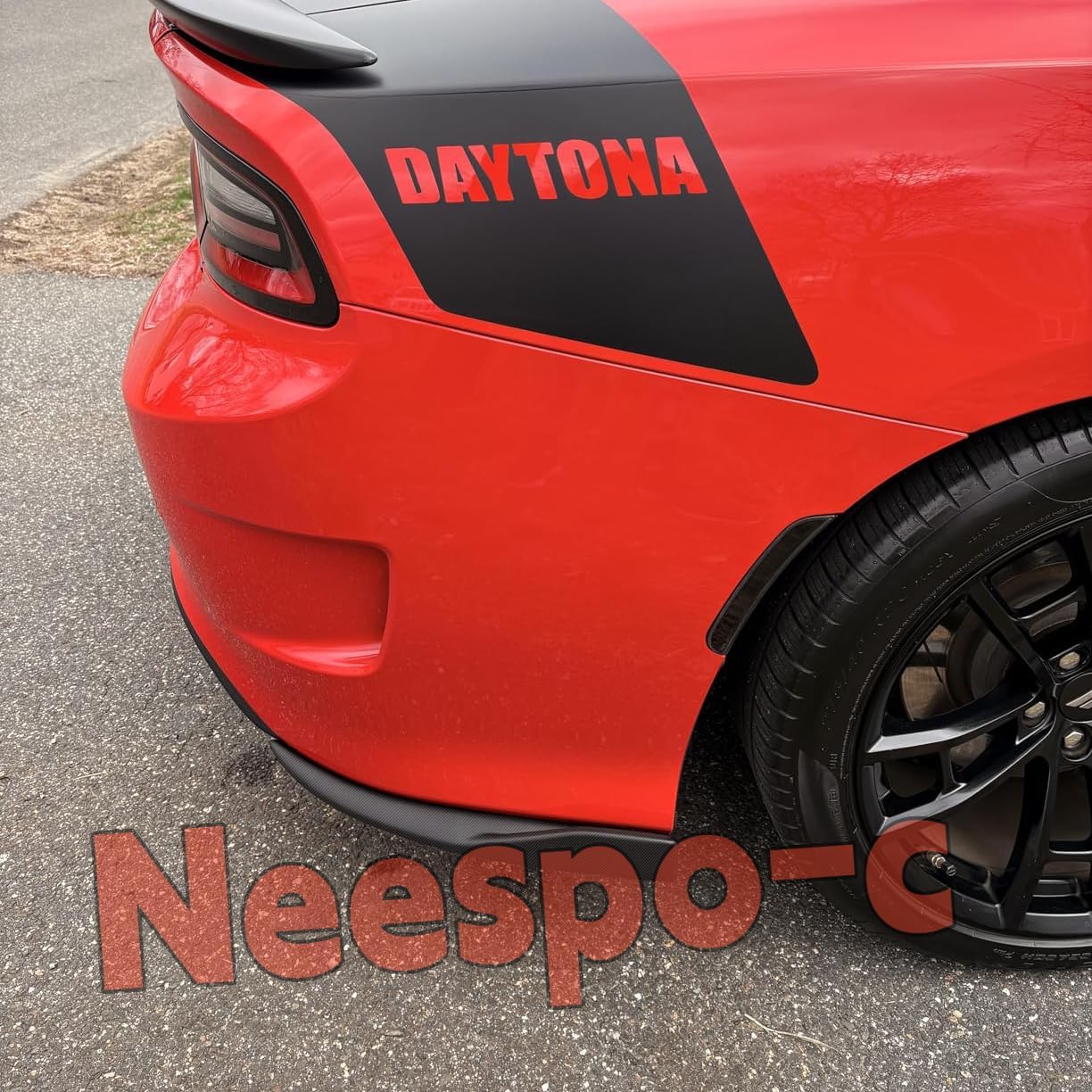 Rear Bumper Spoiler Lip Diffuser Splitter Protector Fit for Dodge Charger SRT, R/T 392, GT, Daytona, Scat Pack 2015-2023, Rear Bumper Side Apron Spat Valance Accessories (Carbon Fiber Style)