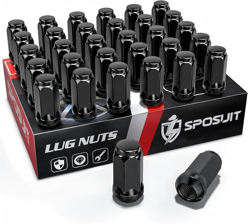 Sposuit M14x1.5 Lug Nuts - Replacement for 2012-2024 RAM 2500, 2012-2024 RAM 3500 - Closed End Black Lug Nut(32 Pcs)
