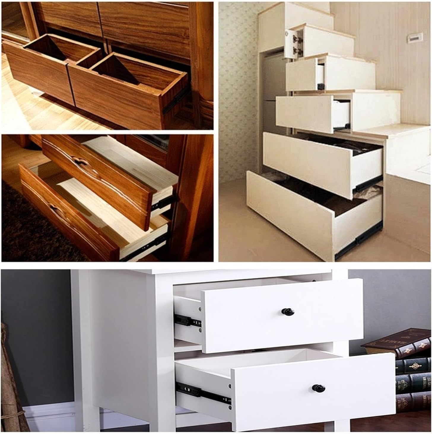 2pcs Soft Close Drawer Slides 10 Inch Full Extension Ball Bearing Self Closing Cabinet Track Guide Dresser Glide Side Mount(D Cold Rolled Steel,10inch (25cm))