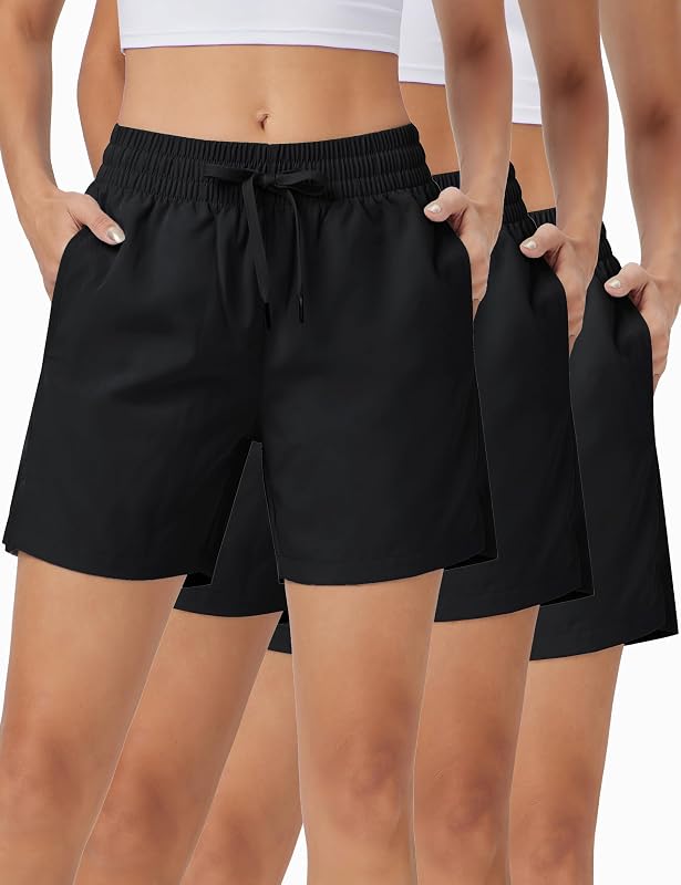 ZUTY Paquete de 3 pantalones cortos deportivos para mujer de 5.0 in, pantalones cortos básicos para correr, pantalones cortos ligeros de secado rápido para gimnasio con bolsillos