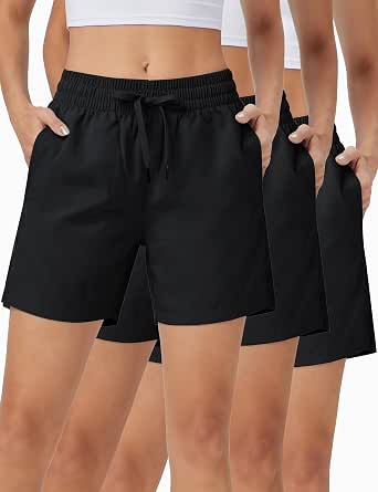 ZUTY Women's 5" High Waisted Athletic Running Shorts With Liner & Zipper Pocket - Black XL Workout Gym Shorts - View #3