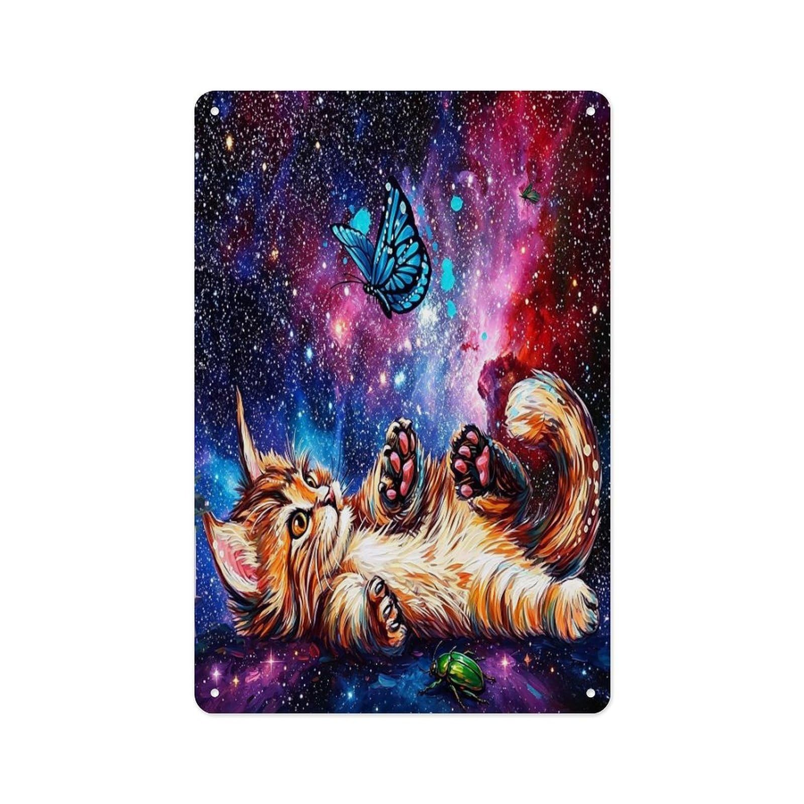 Fekiloot Style Cat Butterfly Wall Decor Metal Signs Tin Signs Poster