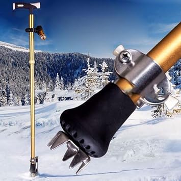 Cane Tips for Ice, All Terrain Heavy Duty Metal 4 Prong Retractable Ice Cane Tip Attachment for Ice Snow Canes Crutches Walkers, Tip Points for Winter Snow Safety