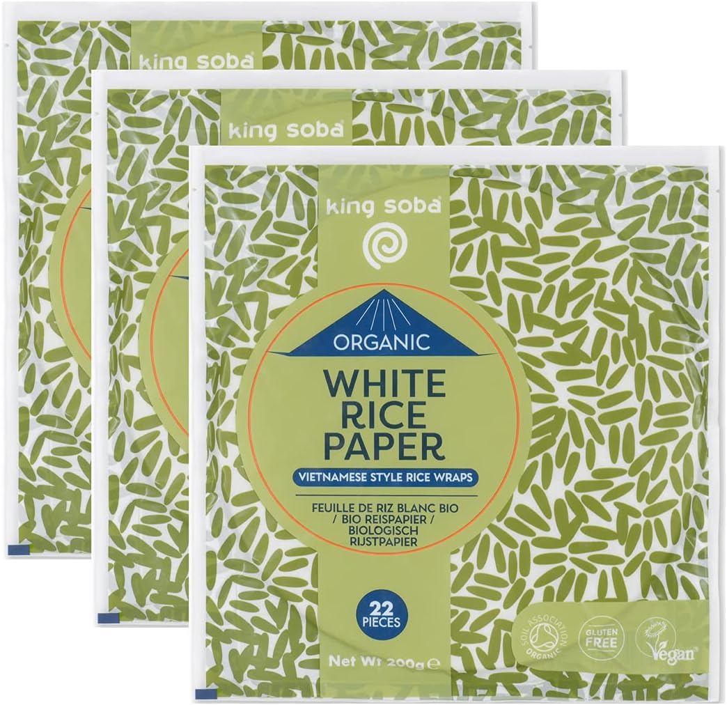 King Soba Organic White Rice Paper Wraps 3 Pack Bundle
