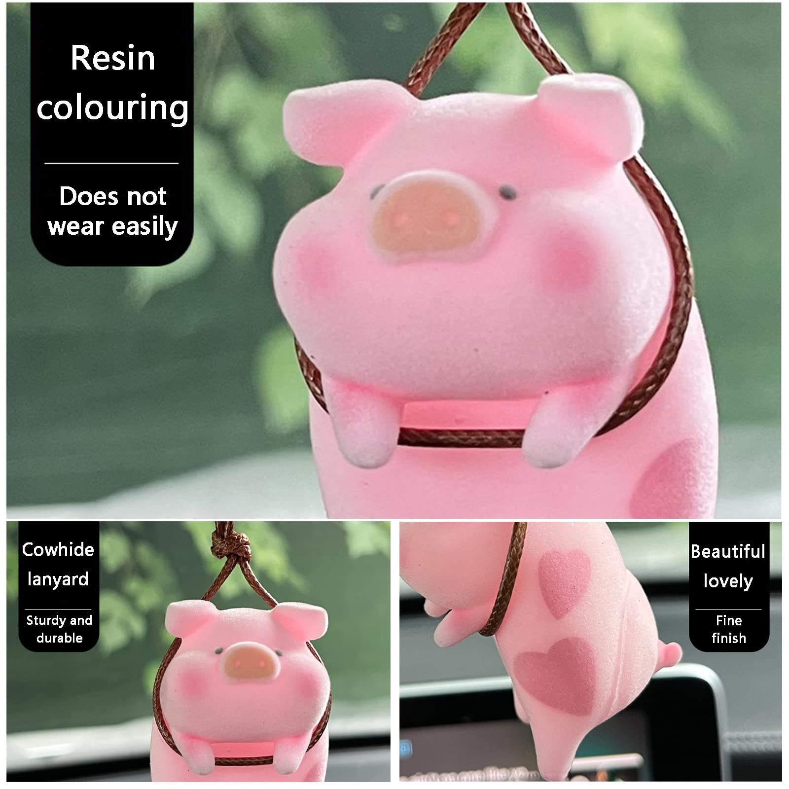 Autospiegel Ornament Hangend Grappige Leuke Varken Ornamenten Spaarvarken Hanger Roze Varkentje Hanger Auto Hangende Ornamenten Auto-Interieur Accessoires Decoratie Voor Past Op Alle Modellen