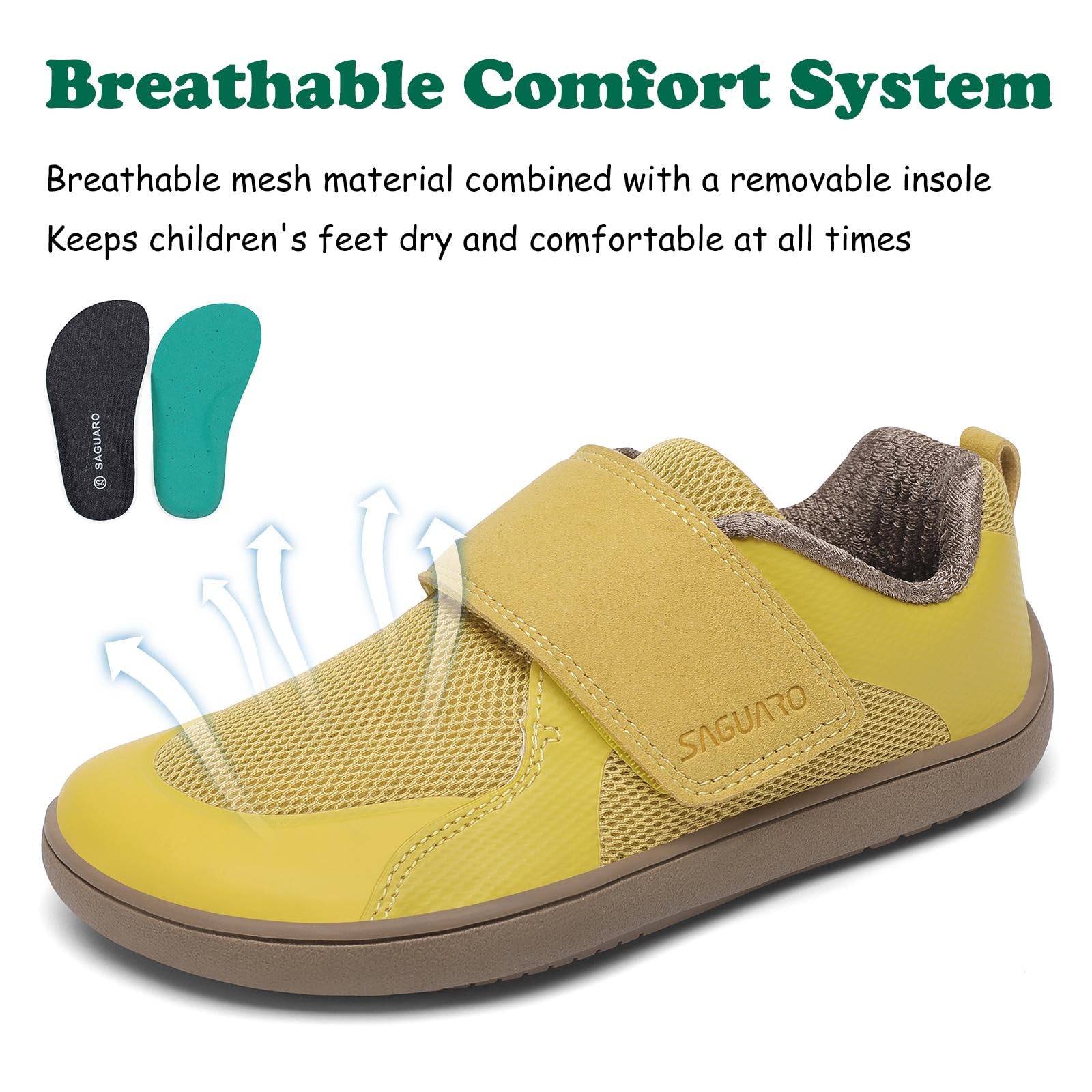 SAGUARO Barefoot Shoes Enfant Légères avec Zero Drop Sole et Wide Toe Box, 26–36 EU