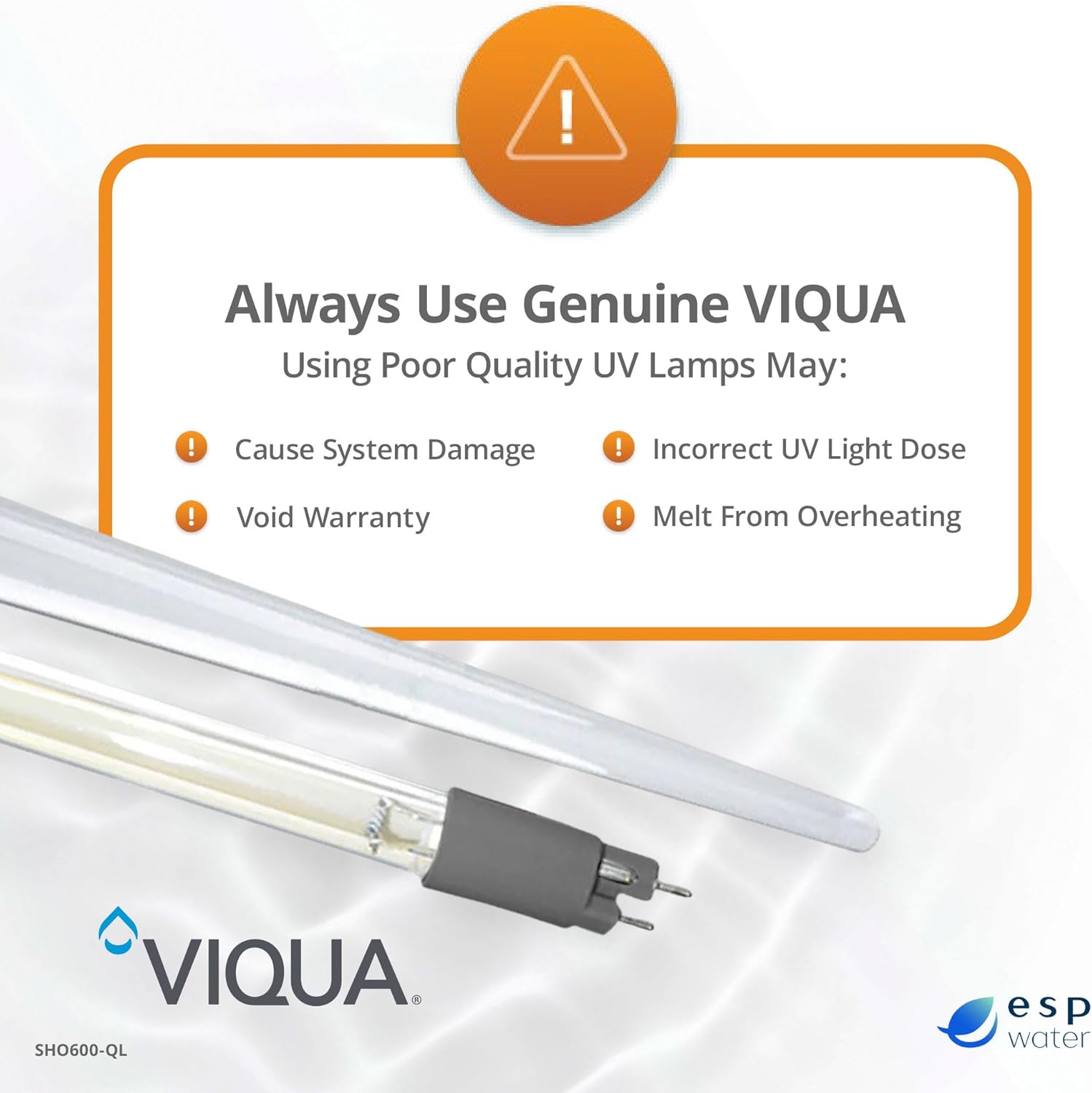 Viqua SHO600-QL UV Lamp and Quartz Sleeve Combo Kit for SPV-12 SPV-600, SP600-HO, SC/SCM-600 Models