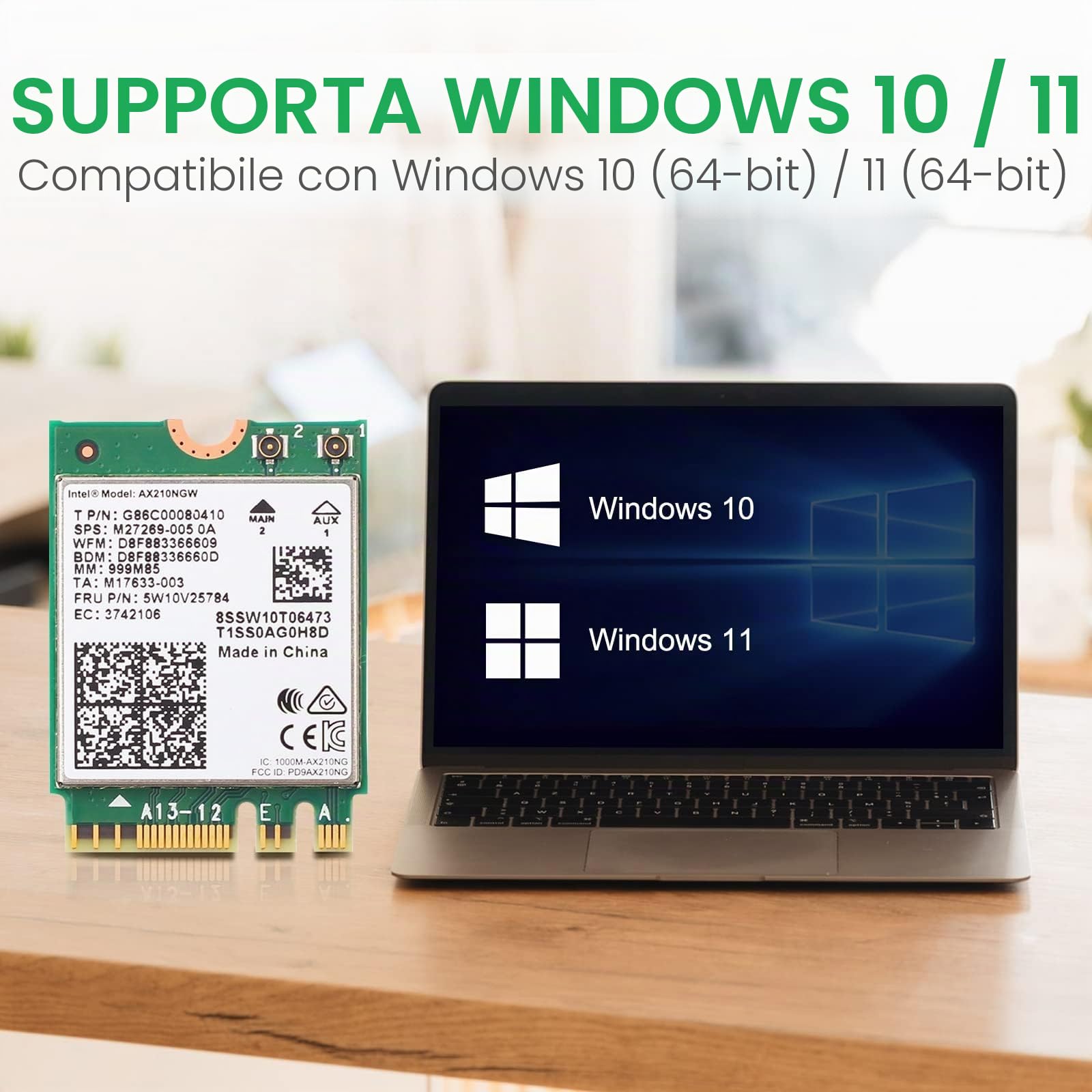 EDUP Scheda WiFi 6E Intel AX210 NGW, Bluetooth 5.3, adattatore di rete Tri-Band MU-MIMO, supporto Wi-Fi 6 GHz 11AX, compatibile con Windows 10/11 (64 bit) e Linux, M.2/NGFF