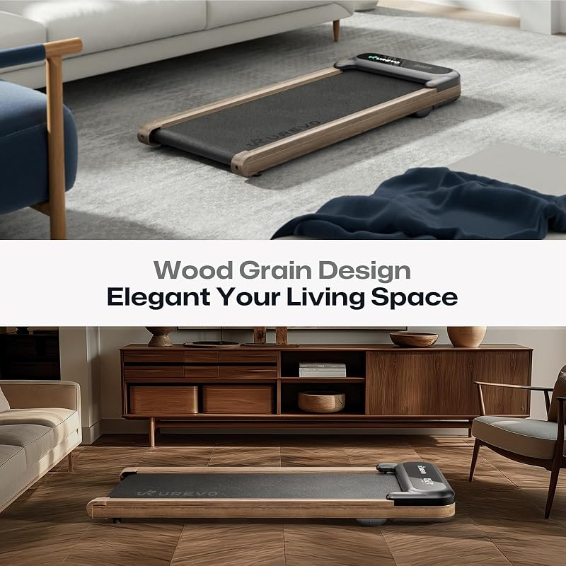 UREVO E4W Walking Pad, Wooden Treadmill Underdesk, Double Shock Absorption, Wood Grain Design, Workout APP with Track Insights, MIIT Mode, Plug and Play, Remote Control image 5