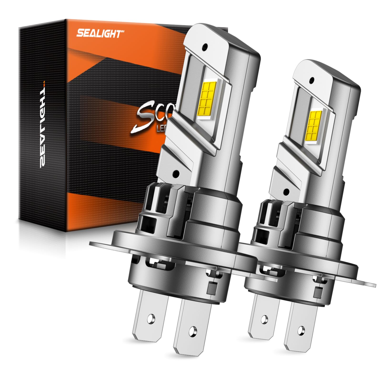 SEALIGHT H7 Fog Bulb 50000LM Super Brigh, 6500K Cool White with Cooling Fan, 1:1 Mini Size Light Bulbs, Plug-N-Play, Pack of 2