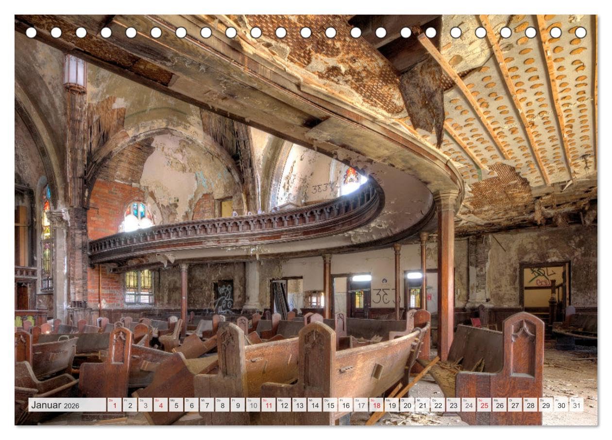 Detroit - Modern Ruins (Tischkalender 2026 DIN A5 quer), CALVENDO Monatskalender: Verlassene Orte in Detroit