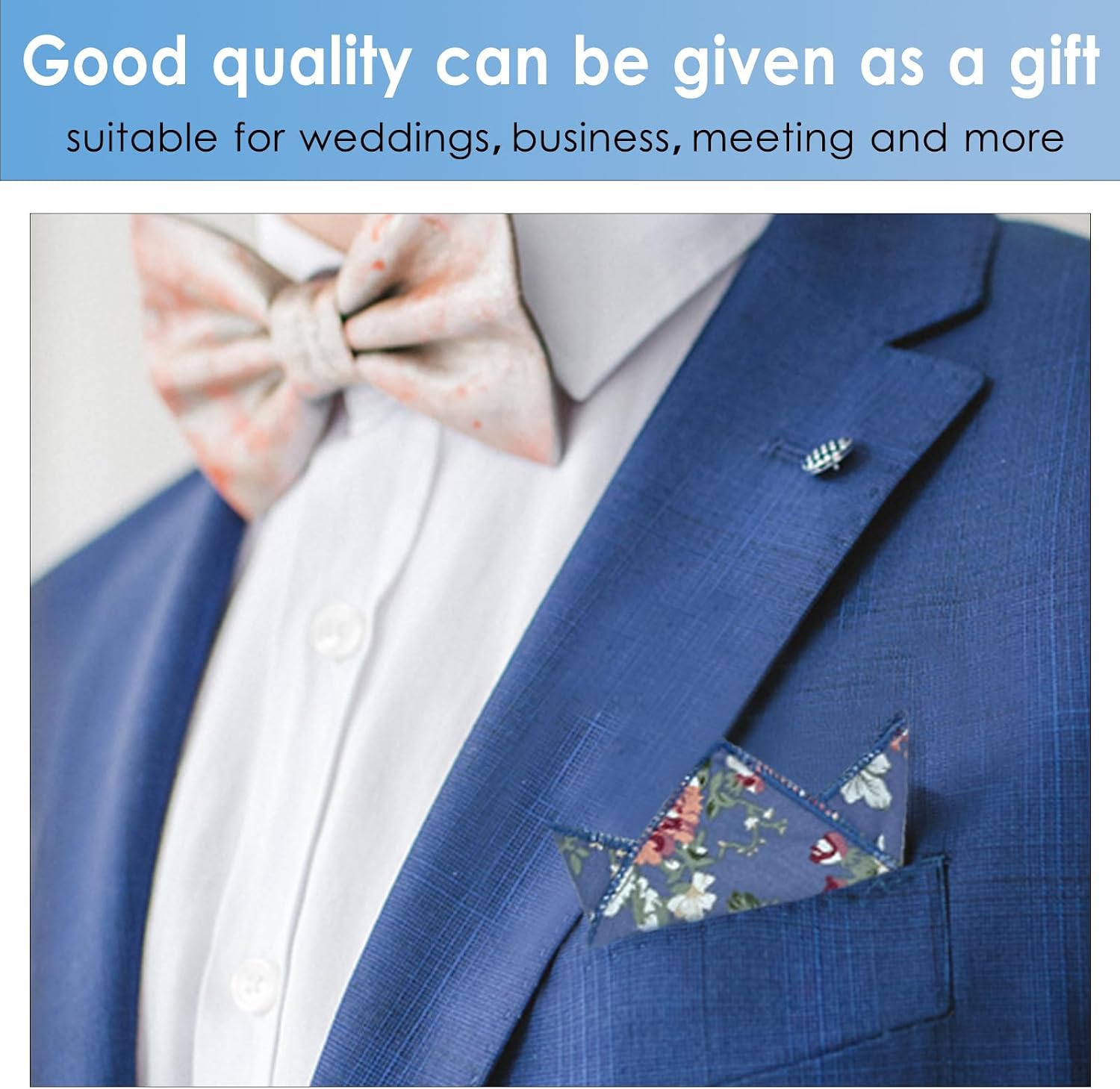 Mantieqingway Cotton Floral Handkerchiefs for Men 5 PCS Pocket Squares with 1 Holder, for Wedding Party Tuxedo Suit Jacket