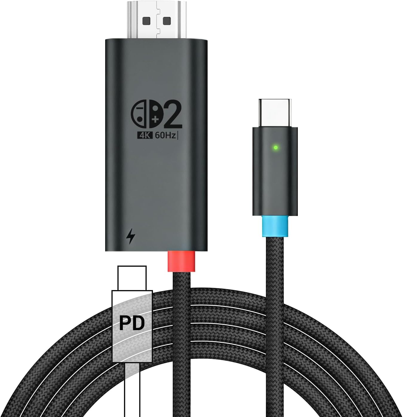 for Switch 2 Dock HDMI Adapter, 4K@60Hz, PD 100W, 3.3FT