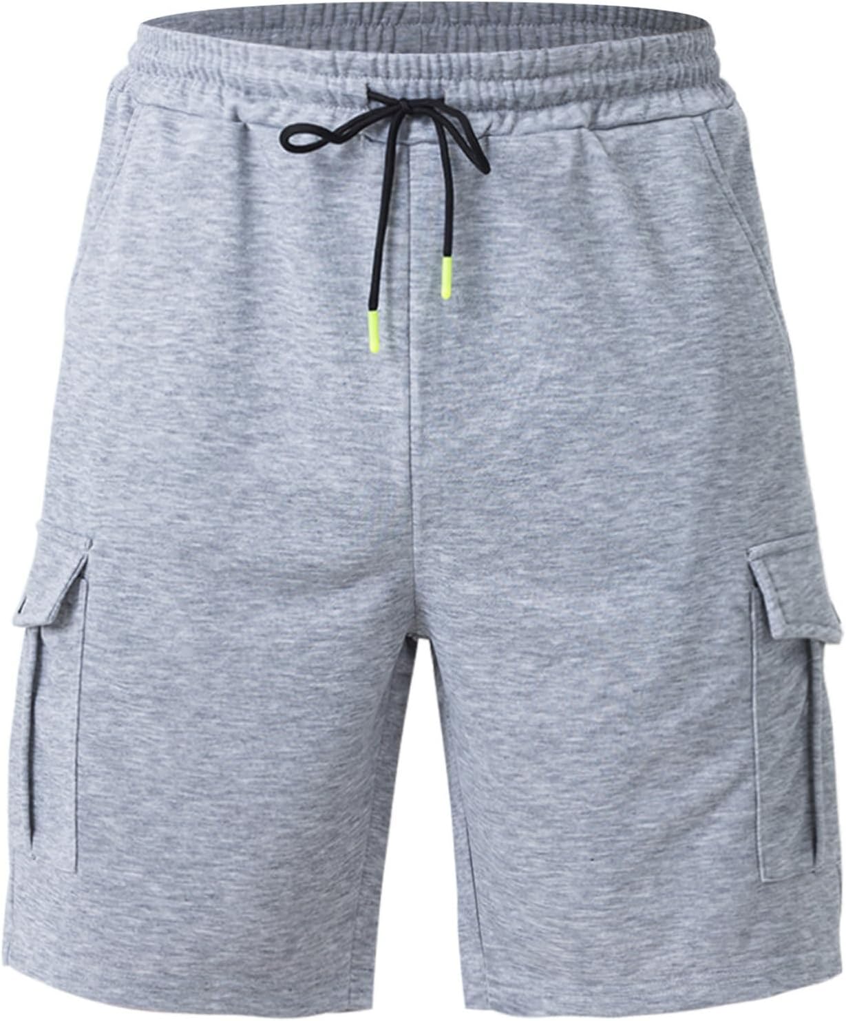 Ymosrh Mens Casual Shorts Elastic Waist Hiking Athletic Workout Cargo Shorts with Pockets M-3XL