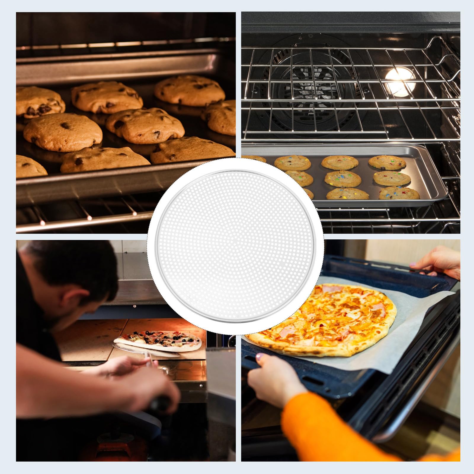 Gadpiparty Rundes Pizzablech aus Aluminium mit Lochung Hitzebeständig und Leicht zu Reinigen für Heimgebrauch und Kaffeehäuser