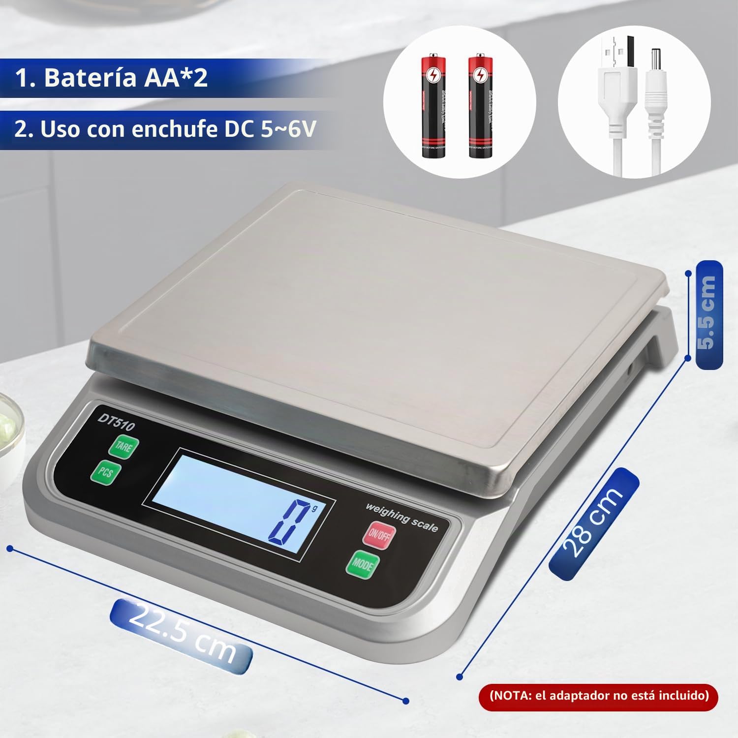 bascula profesional panaderia 40kg Báscula digital de cocina con Función Tara PCS y g/oz/lb/kg/leche/ml/ml 6 Unidades báscula de cocina con Pantalla LCD Acero Inoxidable báscula electrónica