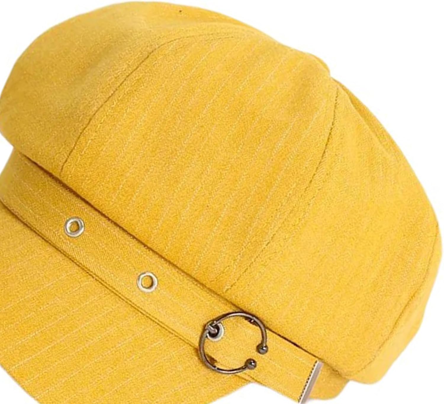 Spring Beret Hat Woman Commutes Octagonal Hat Camping Taking Photo Beret Hat with Metal Fastening for Girlfriend Yellow, Yellow, 6 5/8-7 1/8, 54-58cm