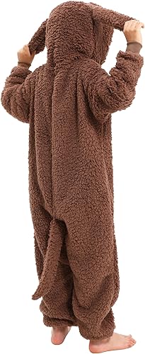 Kids & Teens Poodle Dog Onesie Costume Puppy Dog Halloween Costume Cosplay Costume(Brown,M(5'1"-5'5" ))