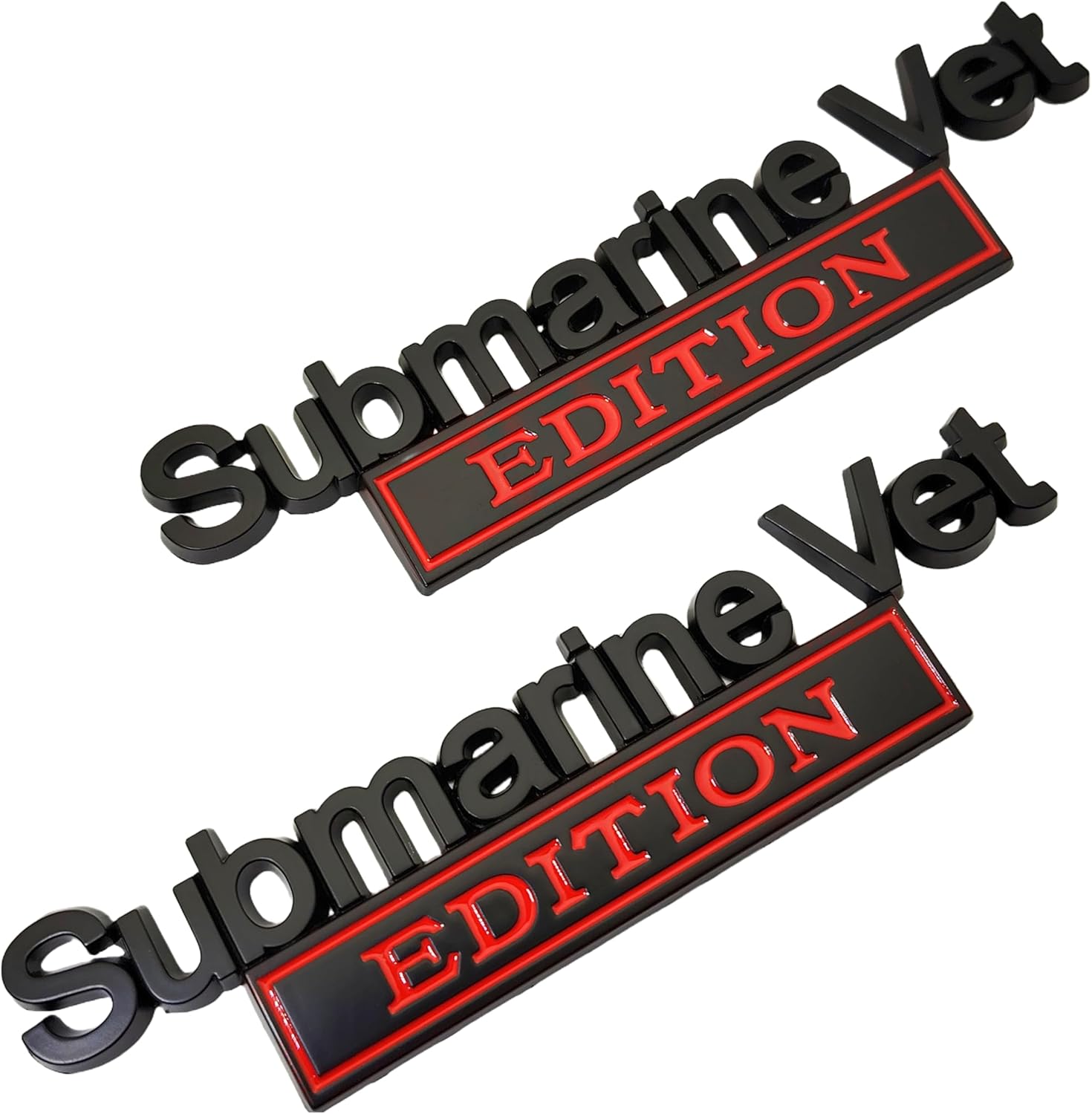 2Pack Submarine Veteran Edition Car Emblem, Submarine Vet Edition Truck Tailgate Metal Bumper Decal 3D Car Badge for Pickup Truck Car Truck Motorcycle F150 F250 F350 (Black/Red)