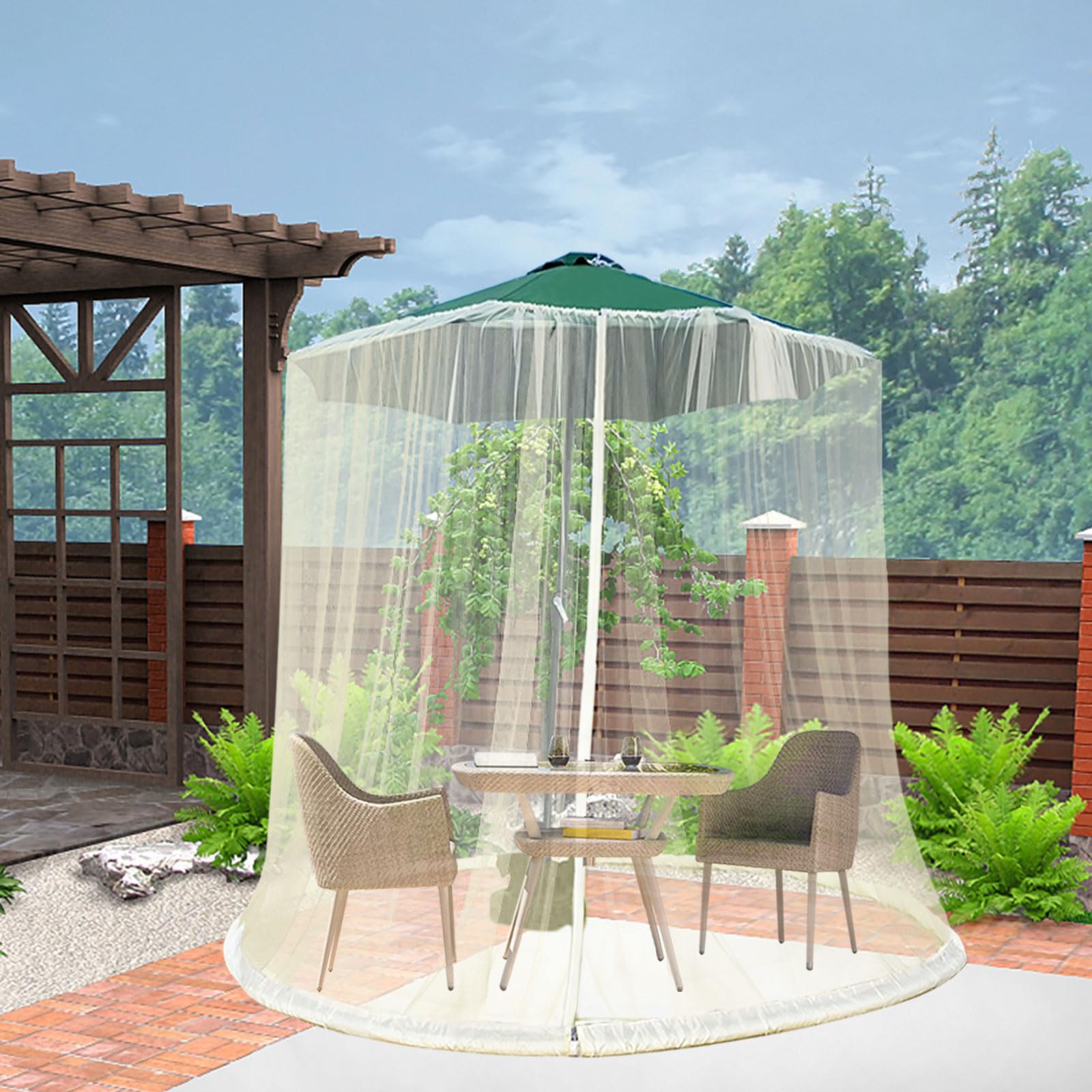 Jianyana Zanzariera per Ombrellone da Giardino 4m*2.4m Anti Insetti per Esterni Gazebo Progettata per Ombrelloni da Viaggio
