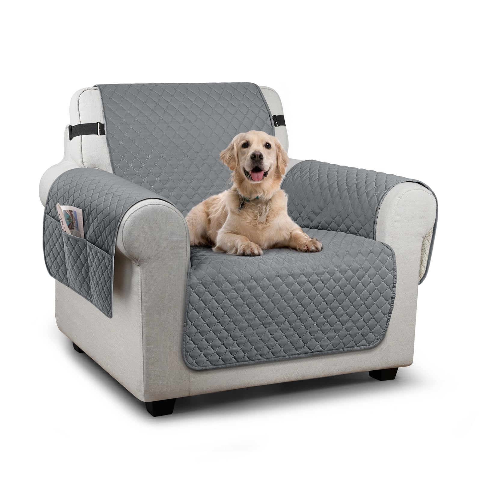 TAOCOCO Sofa Protectors 1 Seater,Slipcover for Sofa,Sofa Cover for Pets,Sofa Slipcovers for Kids with Elastic Strap,Washable Sofa Cover Protect for Pets(Dark Grey)