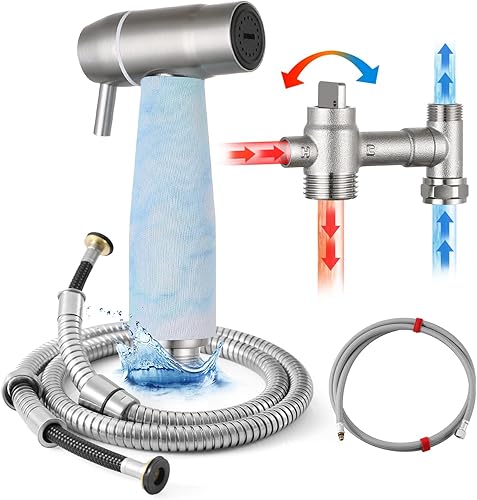 Pulverizador portátil de bidé frío y caliente para inodoro, rociador de chorro de agua caliente, ducha musulmana, bidé de acero inoxidable agua
