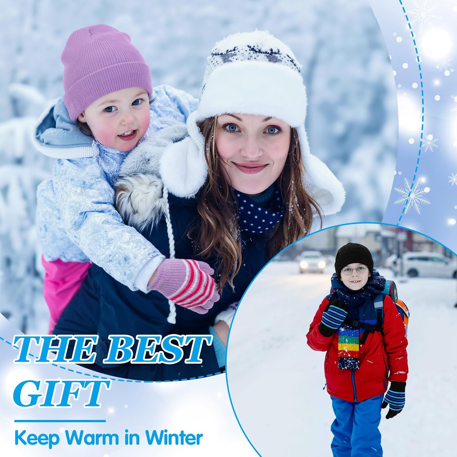 Xtinmee 100 Pcs Kids Winter Beanie and Gloves Bulk Warm Knit Hat Stretchy Full Fingers Gloves Pack Unisex Cold Weather Set - Image 5