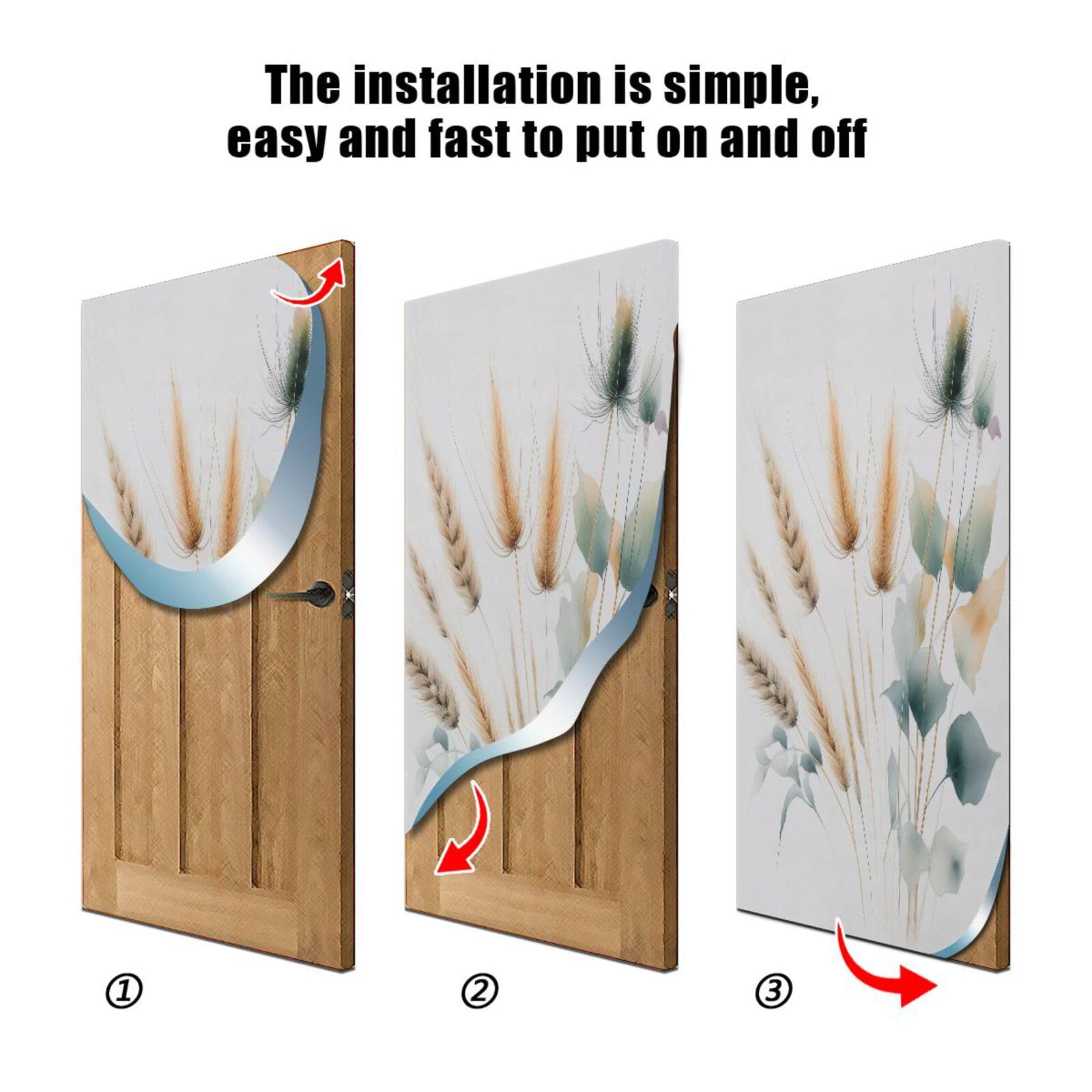 FLildon Simple Wheat Door Cover Decoration, Party Accessory Porch Decor for Festive Ornament Room Door Covers 35 x 79 Inch