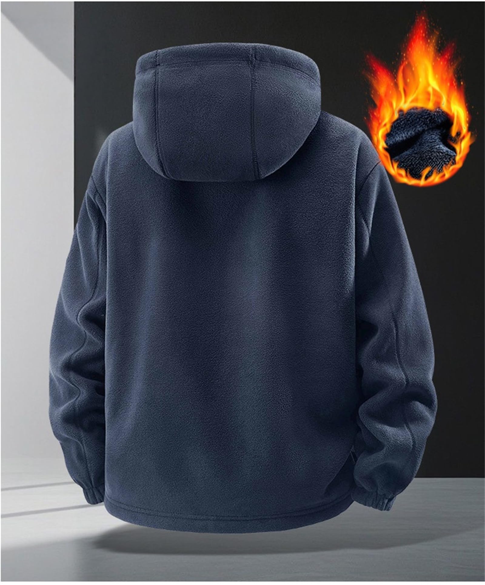 Chaqueta con capucha de forro polar de doble capa, unisex, ultra cálida, chaqueta de sherpa con cremallera completa para hombre, chaqueta táctica con bolsillos