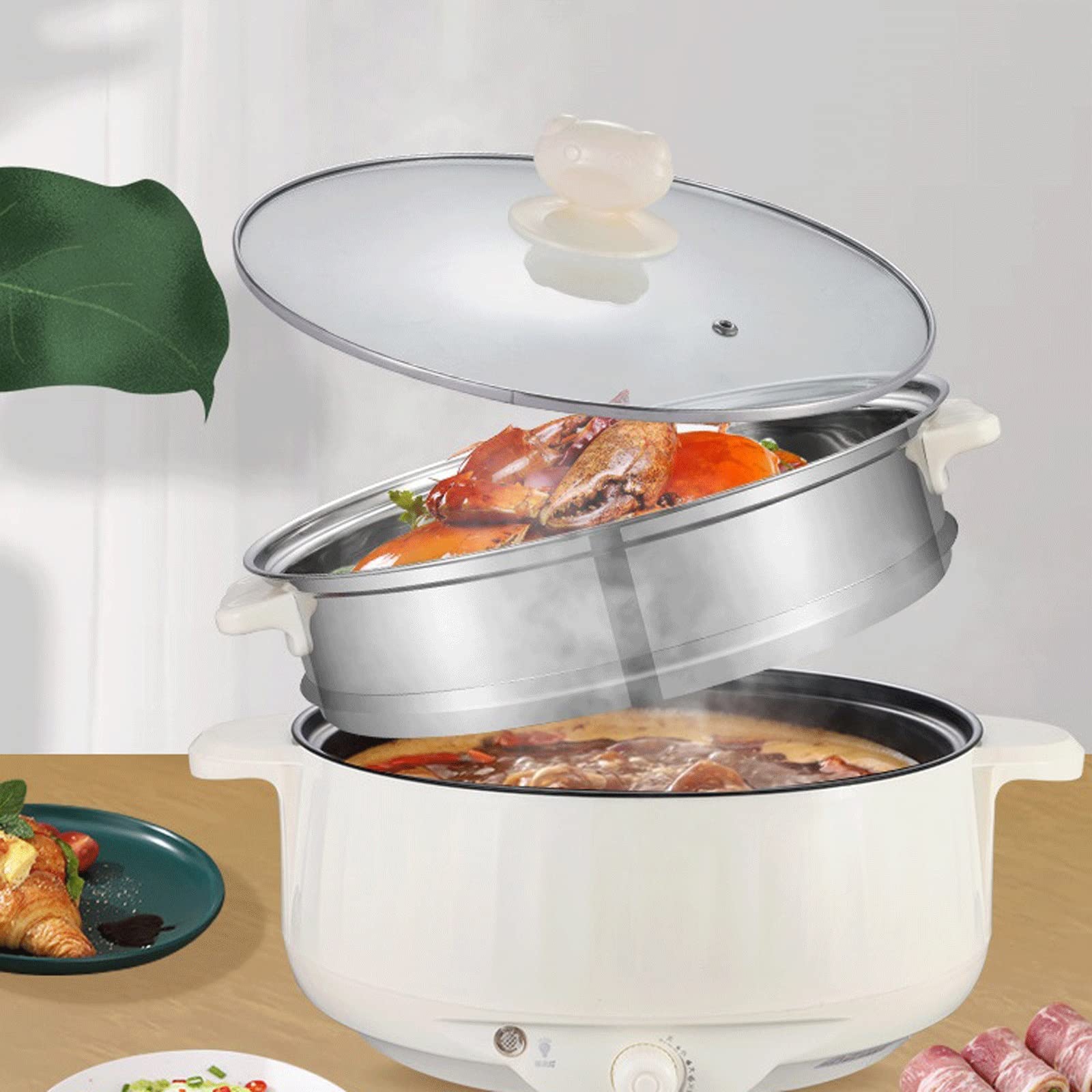 Pentola da zuppa Dormitorio Pentola elettrica Cottura Frittura e frittura Pentola all-in-One Pentola Antiaderente Padella elettrica Pentola elettrica da asporto