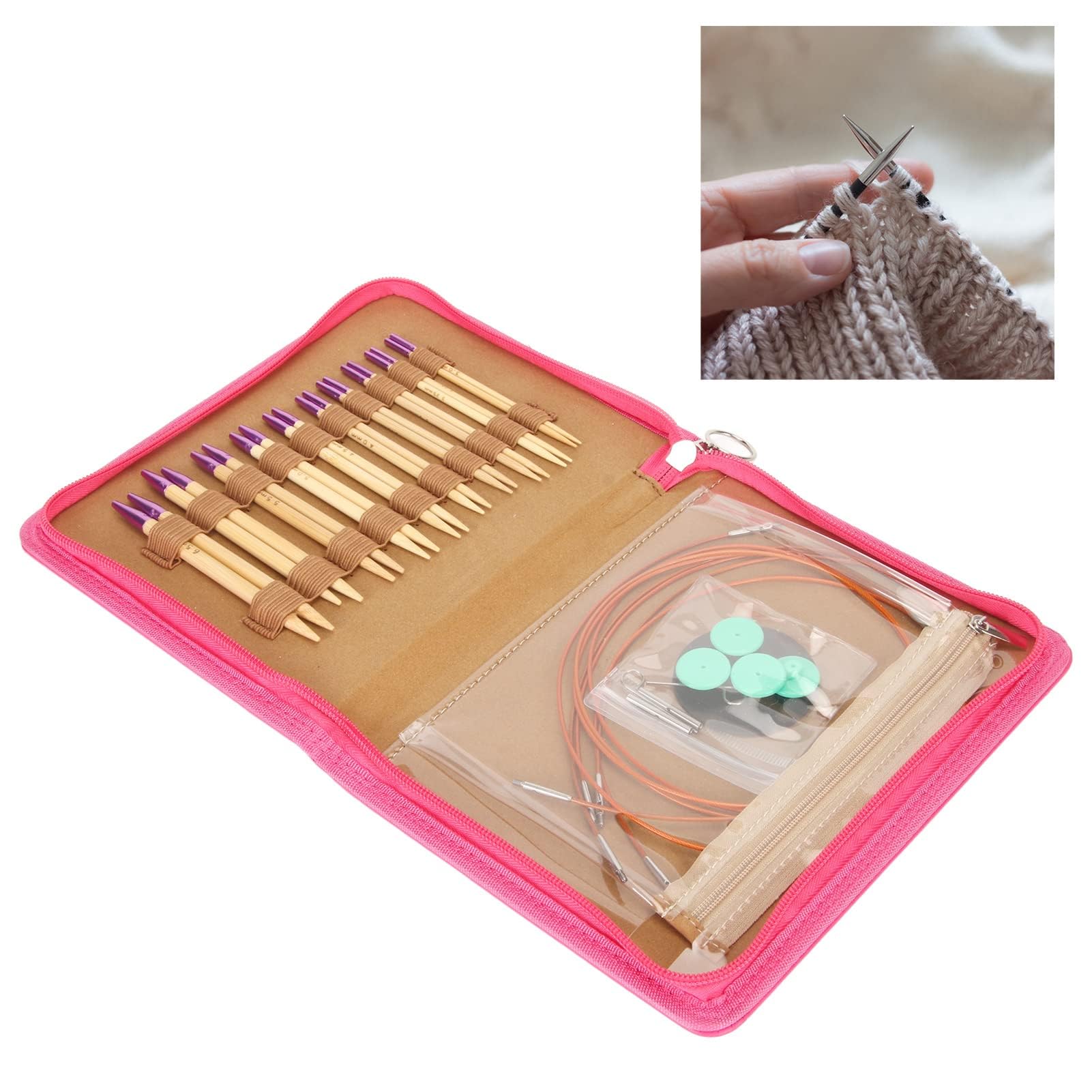 Hztyyier Juego de Agujas de Tejer Circulares Ergonómicas Intercambiables con Bolsa de Almacenamiento para Tejer Ganchillo