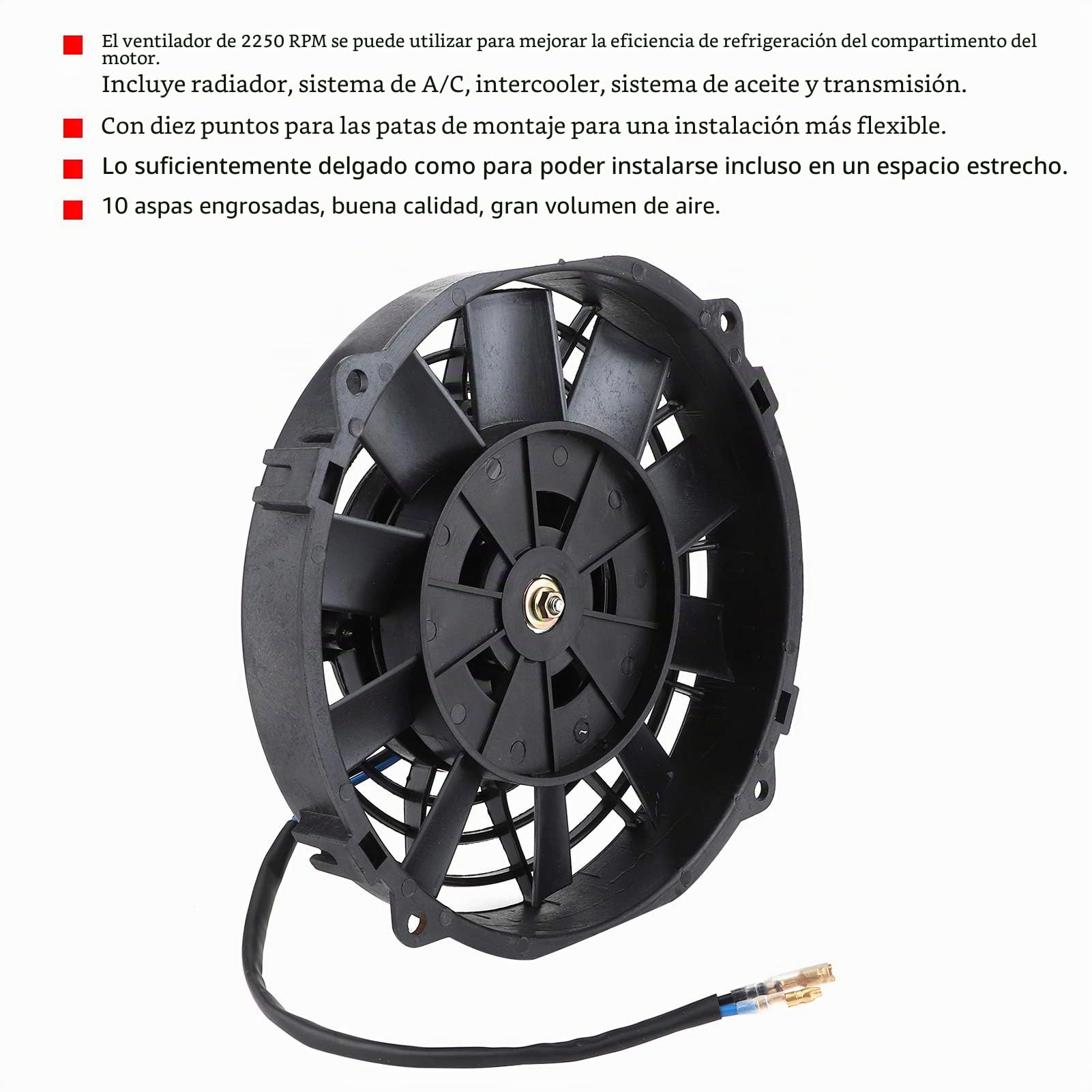 Ventilador de refrigeración de radiador delgado eléctrico de 12 V de alto rendimiento de 8 pulgadas con kit de montaje Ventilador eléctrico para aire acondicionado de refrigeración automática del radi