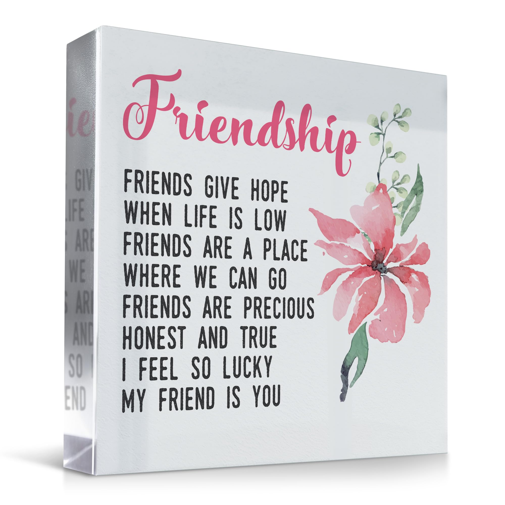 Red Ocean Gift For Best Friend Friendship Plaque Clear Block Best Friend Standing Plaque Friendship Sign Best Friend For Birthday Christmas Thank You Gifts Keepsake