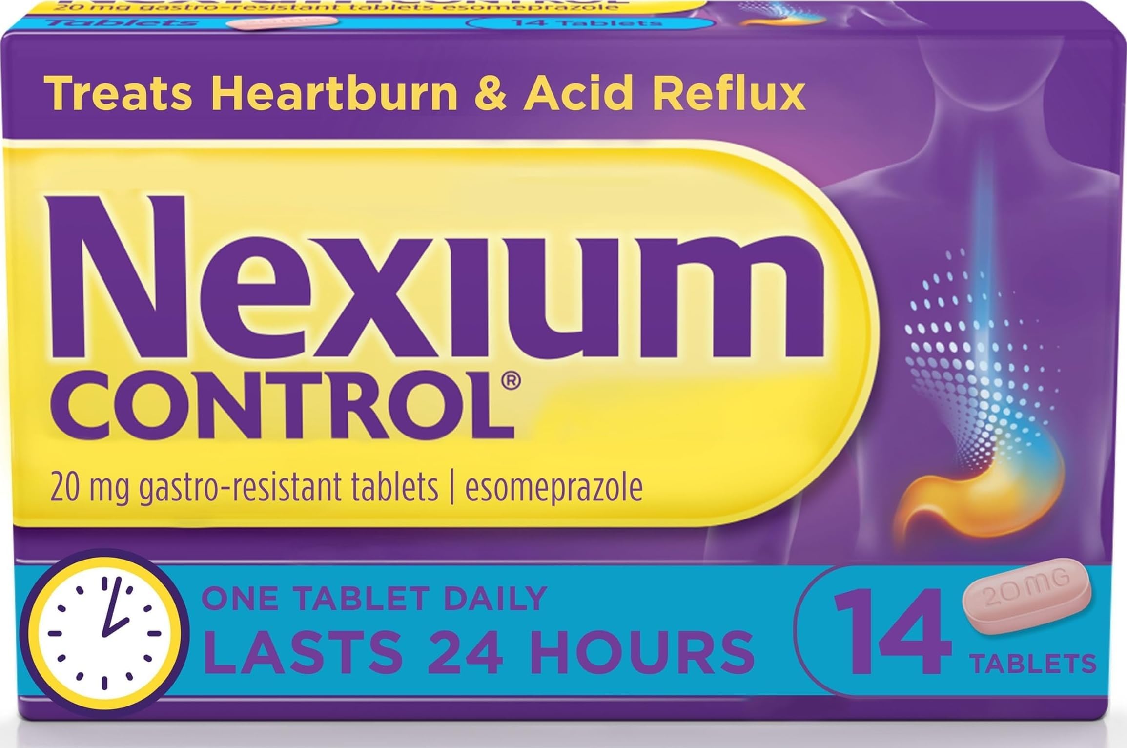Control Heartburn Tablets, Esomeprazole 20 mg, 14 Count