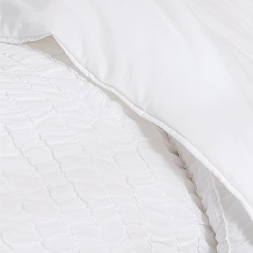 Miniatura 3 de Shabby Chic - Juego de edredón tamaño Queen, ropa de cama reversible de algodón con fundas a juego, decoración del hogar bellamente fruncida para