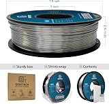 GEEETECH Filament PLA Silk 1.75mm,PLA Soie pour Imprimante 3D,Précision dimensionnelle +/- 0,02 mm,Soie Argent - 5