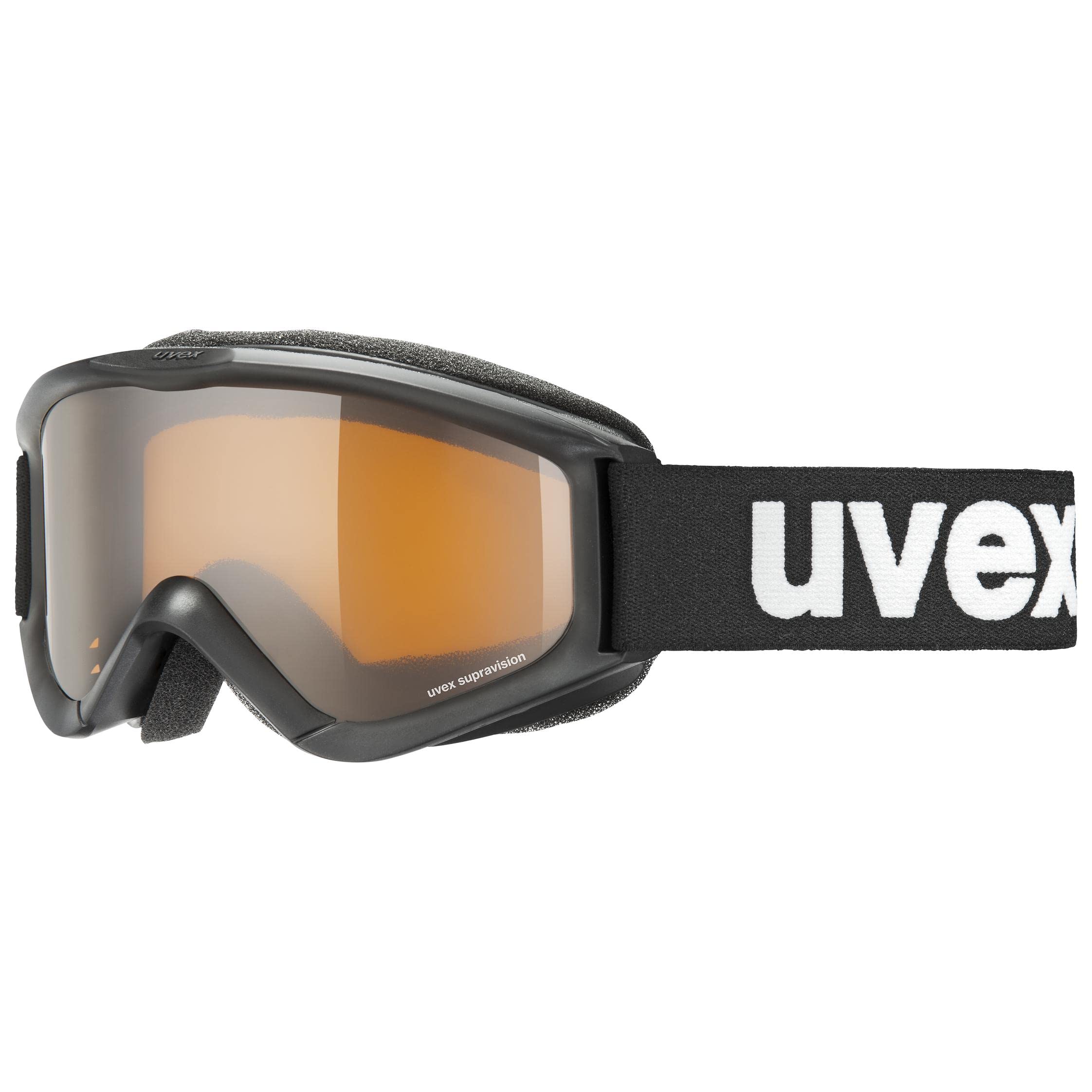 uvex Speedy Pro - Ski Goggle for Kids - Contrast Enhancing - Extended Field of Vision & Anti-Fog Coating - Black/Lasergold - One Size