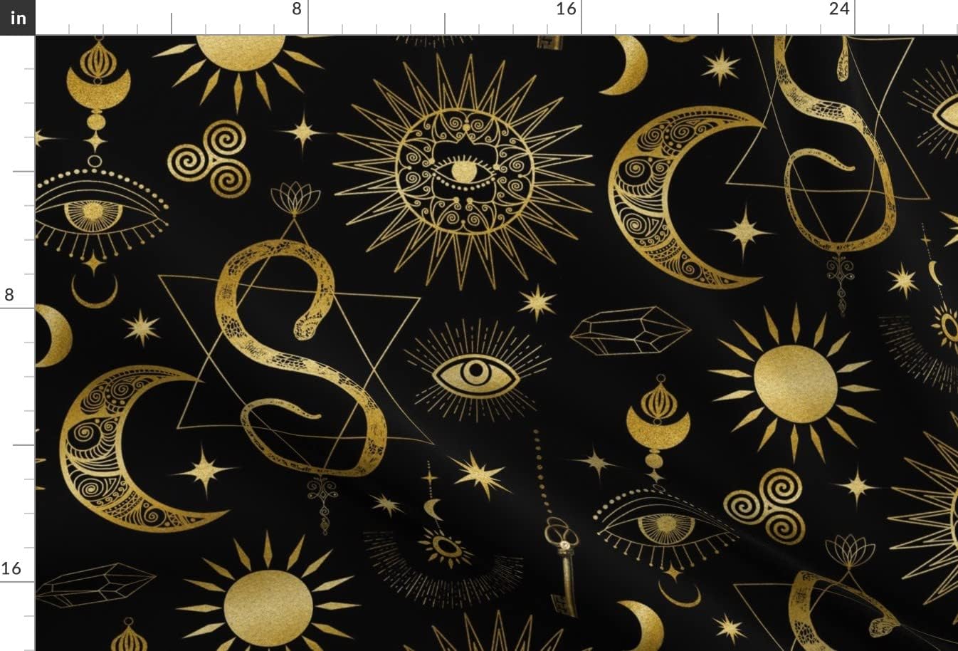 Spoonflower Fabric - Celestial Magic Mystery Pattern Dark Sun Gothic Halloween Witch Printed on Minky Fabric by The Yard - Sewing Baby Blankets Quilt Backing Plush