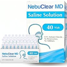 .9% Saline Solution | 40x 5mL Vials | 200 ml / 6.76 oz ampoules/vials | Moisturize Airways | Soothe Dry & Irritated Nasal Passages | Adults and All Ages