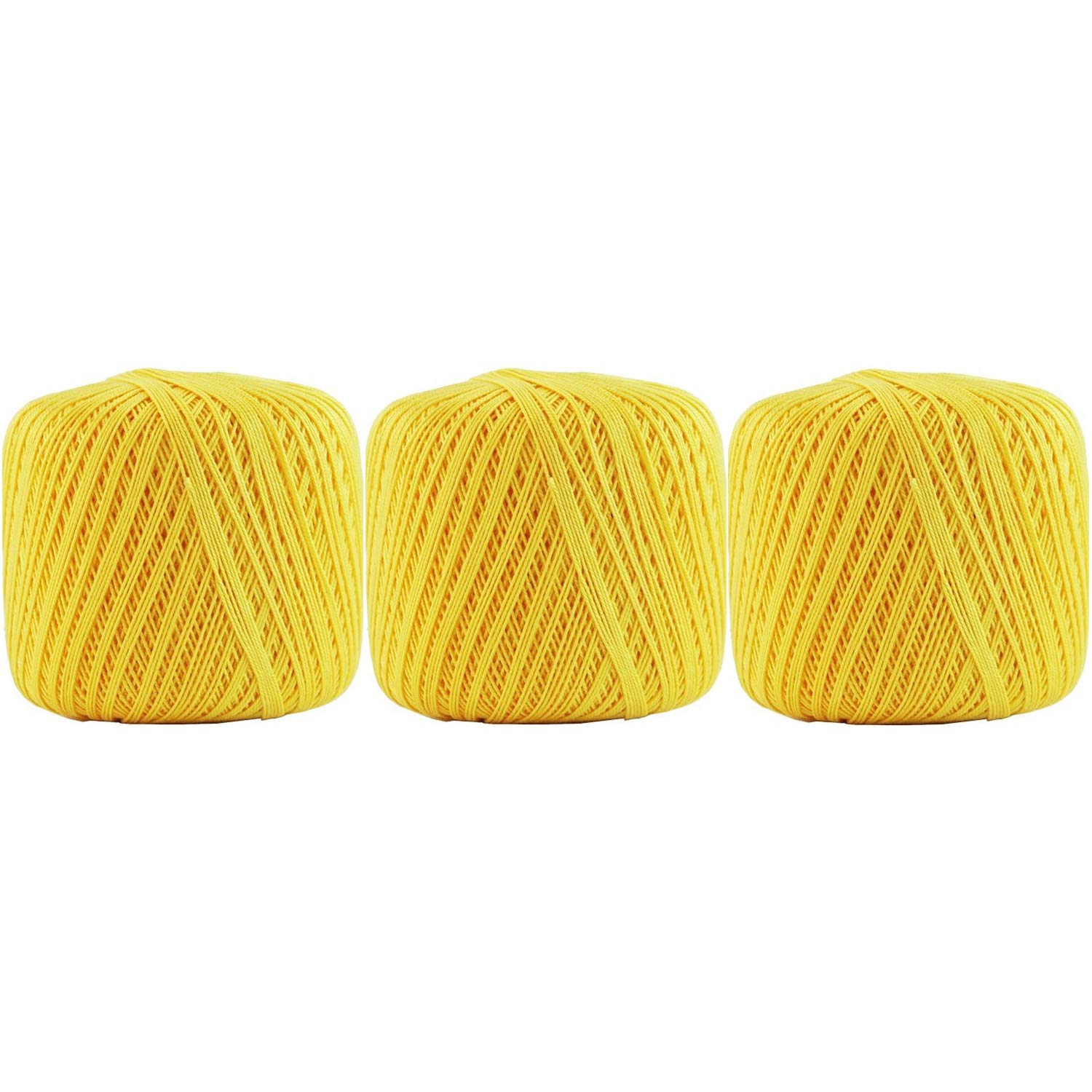 ThreadArt 100% Cotton Crochet Thread Size 10, 3 Ball Pack, Pollen Gold 40