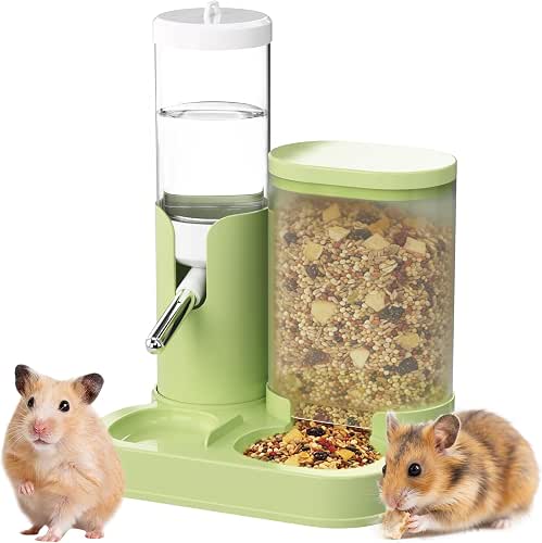 2 in 1 Hamster Water Bottle, Automatic Feeder, No Drip