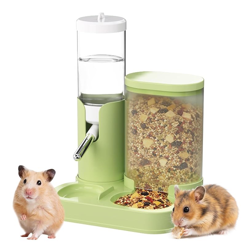 Comedouro automático e bebedouro 2 em 1 para hamster BAGHPBM, Green, 1 unidade