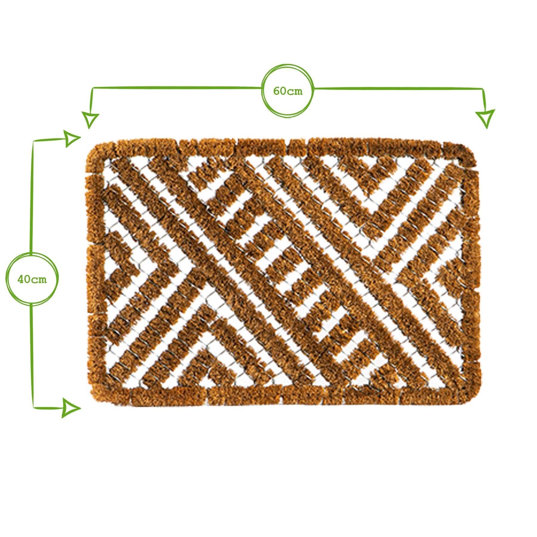 Nicola Spring Mat de Porte de Gratte-Core - Fil extérieur extérieur épuroutteur de Bienvenue - 60 x 40 cm - Natural - Pack de 2