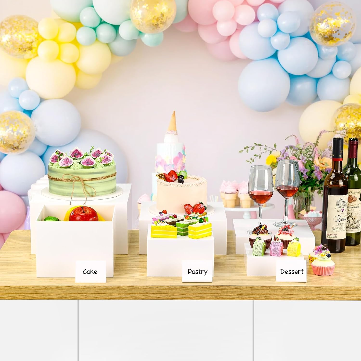 Lot De 6 Présentoirs à Gâteau Acrylique - Diamètres 3 à 8 Pouces - Pour Buffet, Mariage, Anniversaire - 5