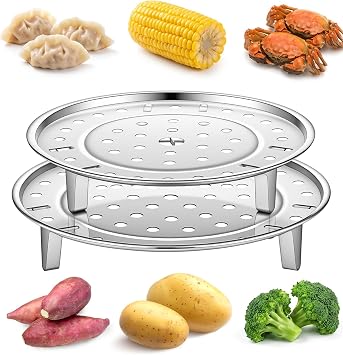 2 Pcs Steamer Rack, Stainless Steel Round Steam Rack for Pot7.1"& 7.9"